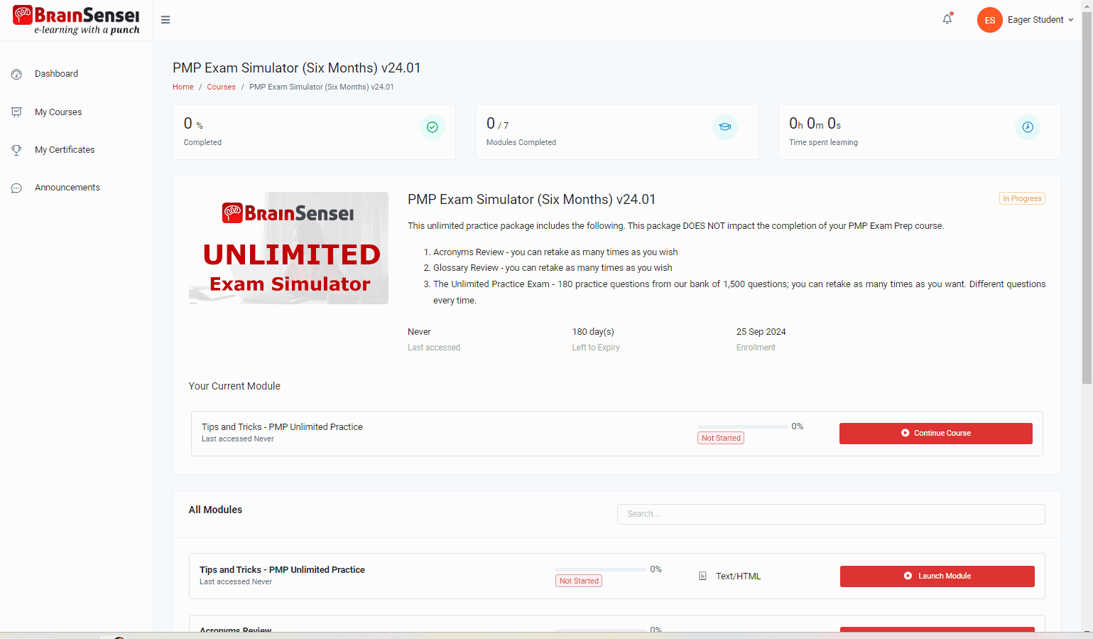 PMP Exam Simulator Example 2